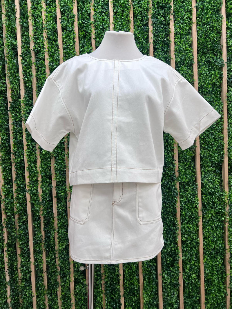 Ivory Round Neck Boxy Top