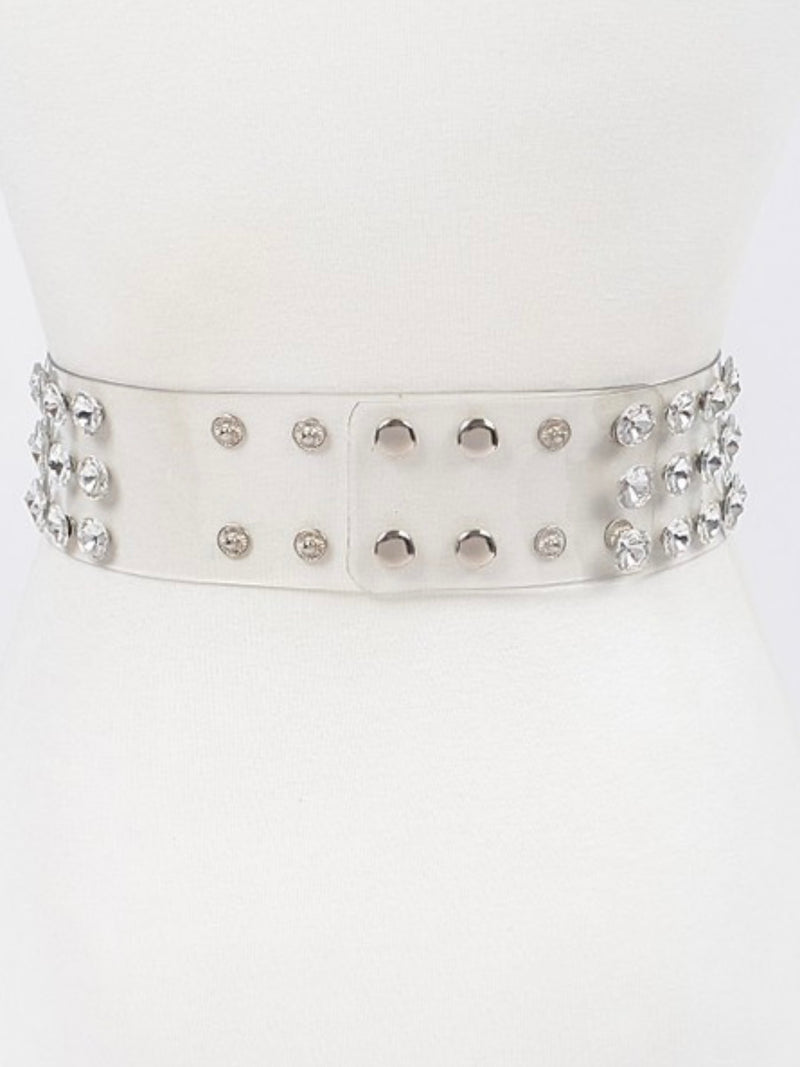 Crystal Studded Clear Belt