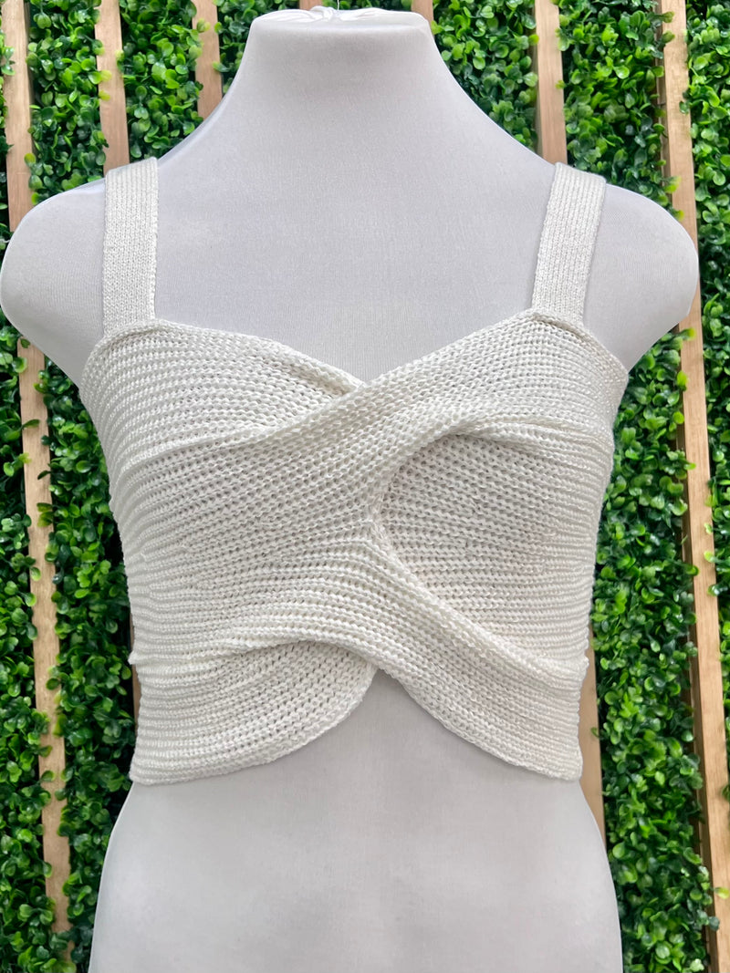 Fitted Criss Cross Knit Top