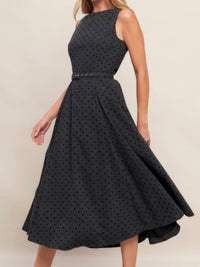 Beautiful Grey Dotted Midi Dress