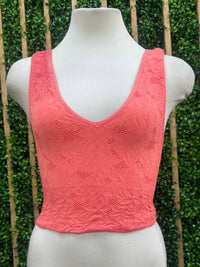 Floral Texture V Neck Basic Top