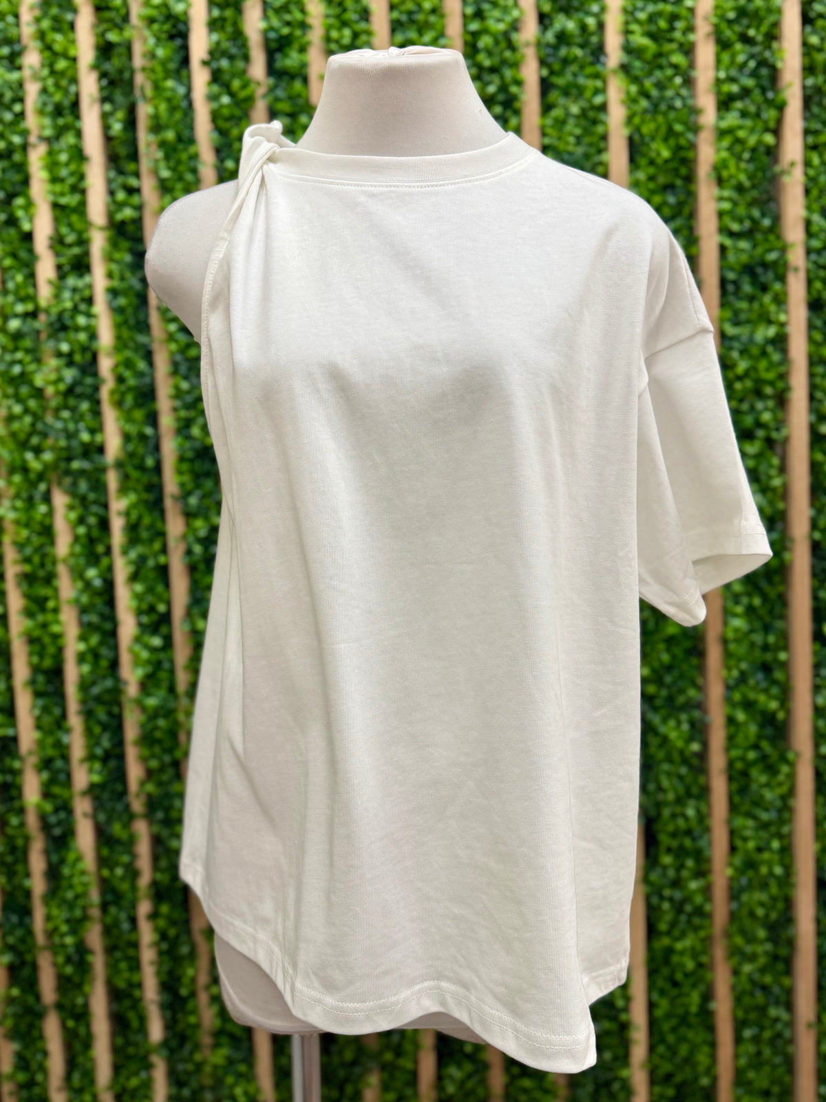 White Asymmetrical Sleeves Shirt
