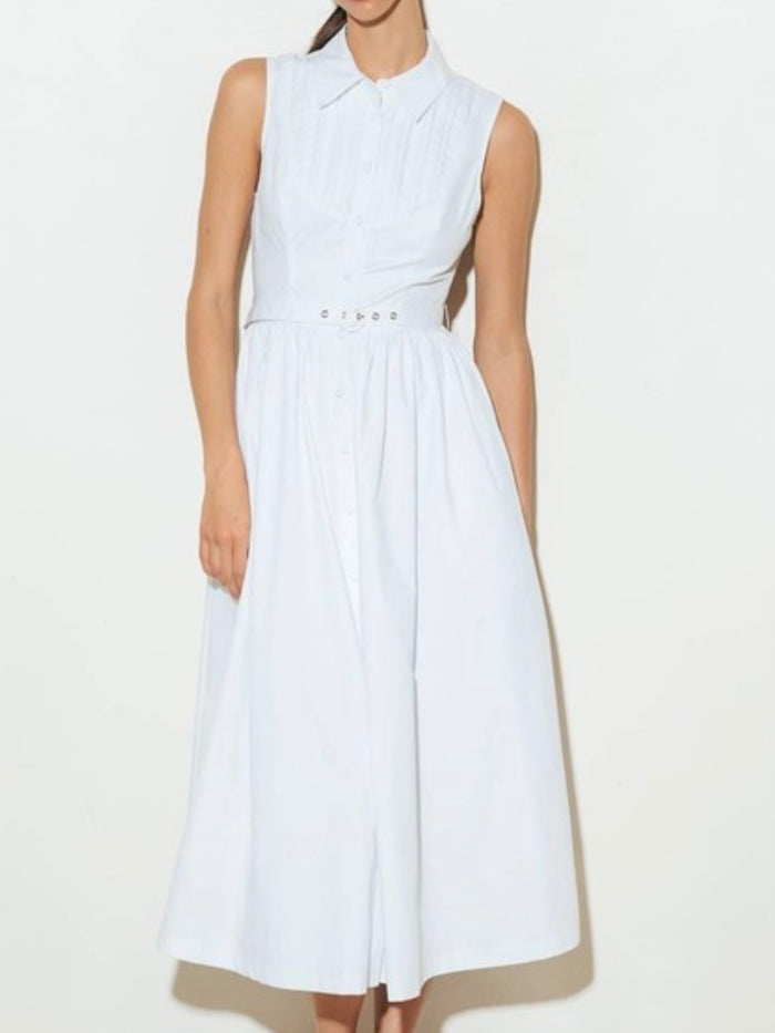 Beautiful White Collared Midi Dress