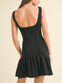 Black Sleeveless Drop Waist Knit Short Dress