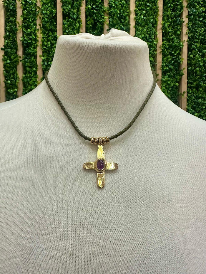 Emolo Short Braided Cross Necklace