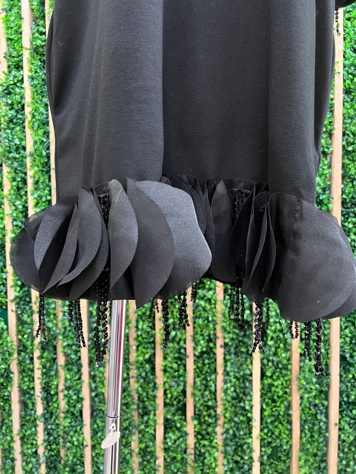 Beautiful Black Chiffon Circle Trim Dress