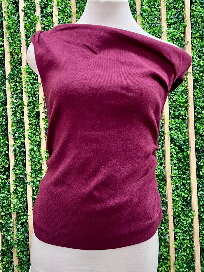 Asymmetrical Neck Sweater Top