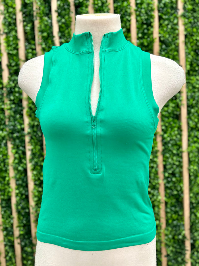 Smooth Sleeveless Zipper Tank TOp