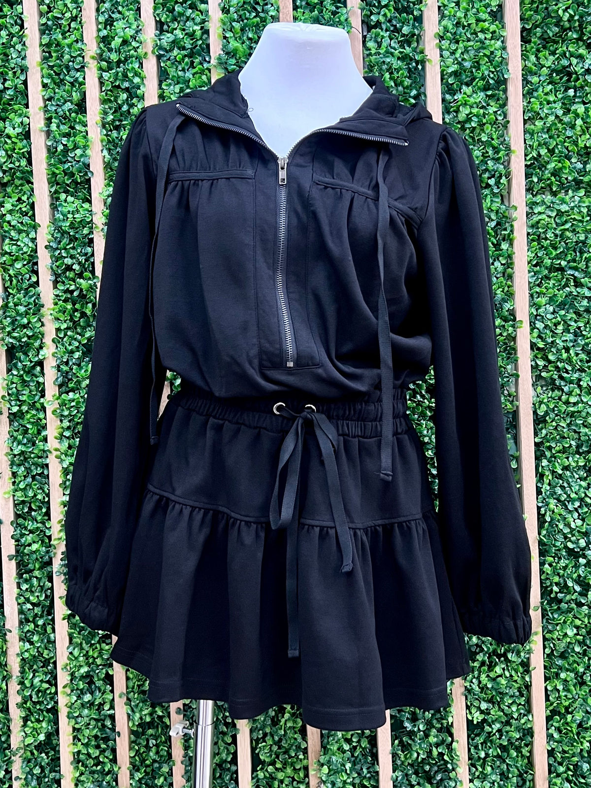 Long Sleeve Hooded Skort Dress