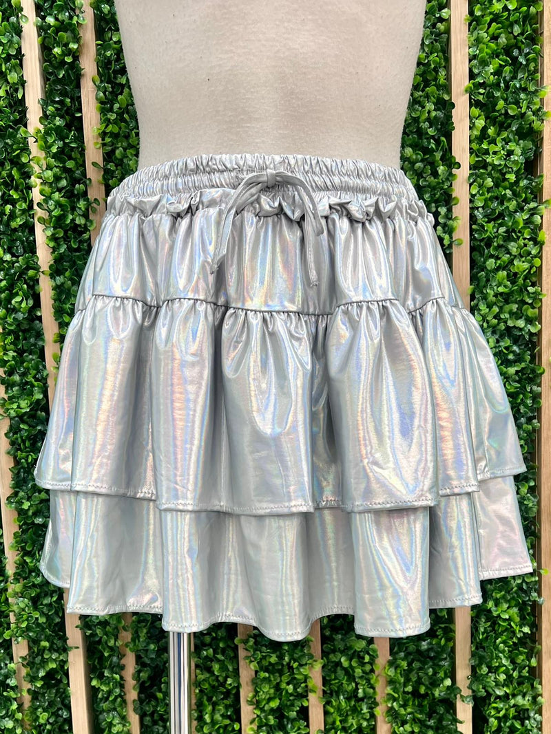 Metallic Ruffled Skort