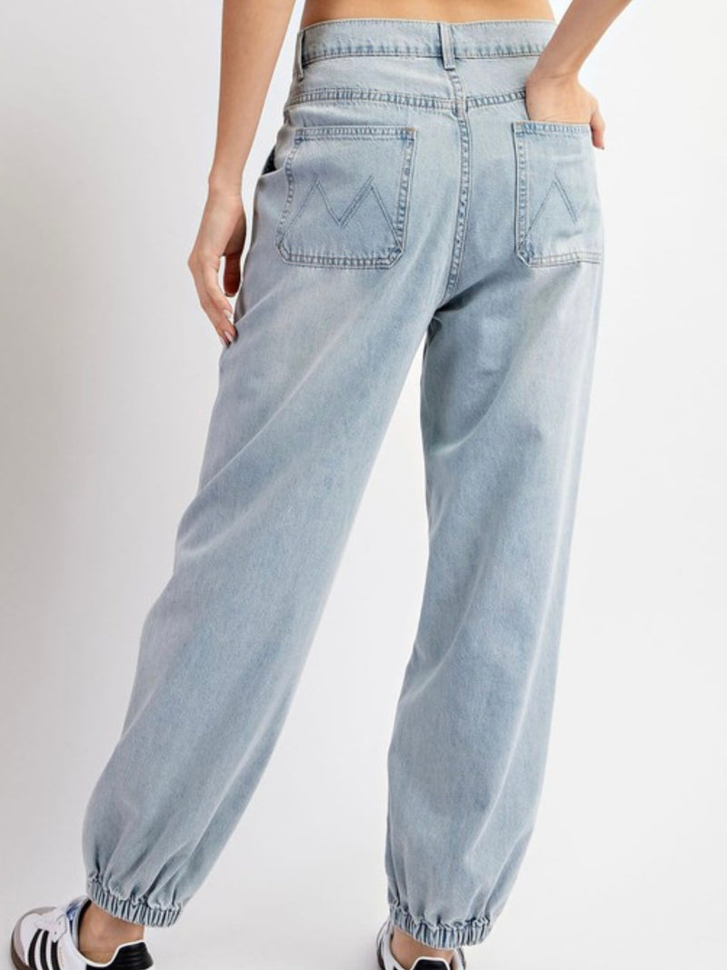 Front Pocket Detail Denim Jogger