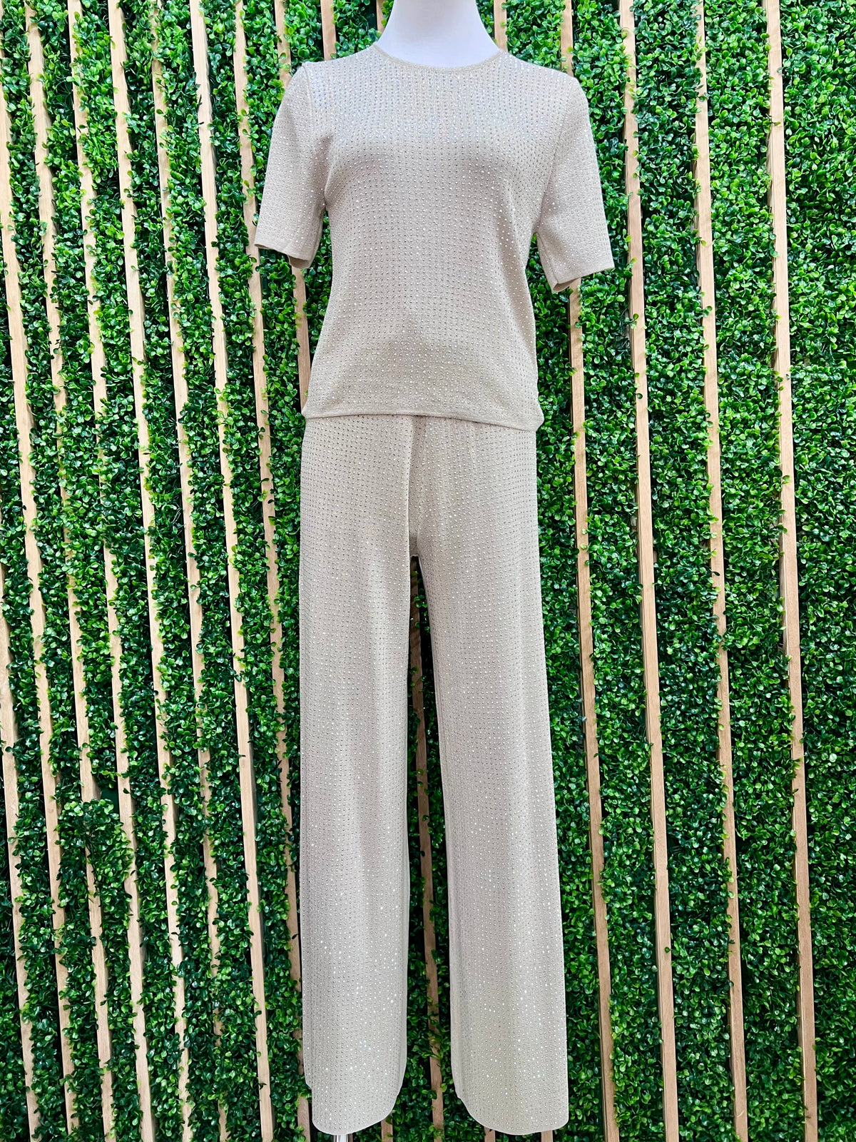 Champagne Stone Embellished Pant Set