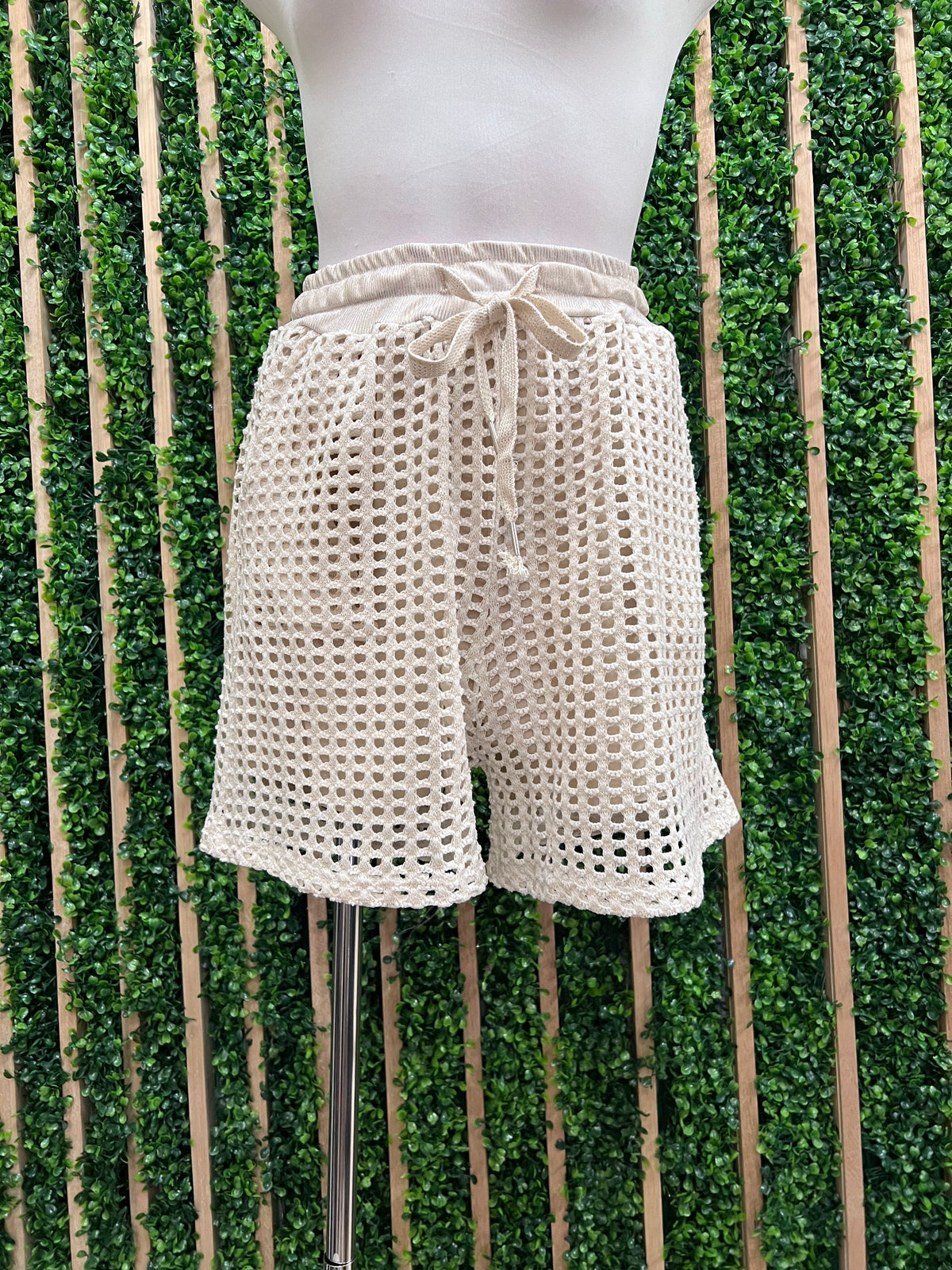 Cream Gold and Silver Mesh Short Pant Set