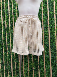 Cream Gold and Silver Mesh Short Pant Set