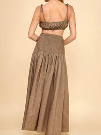 Mocha Cropped Top And High Waisted Maxi Skirt Set