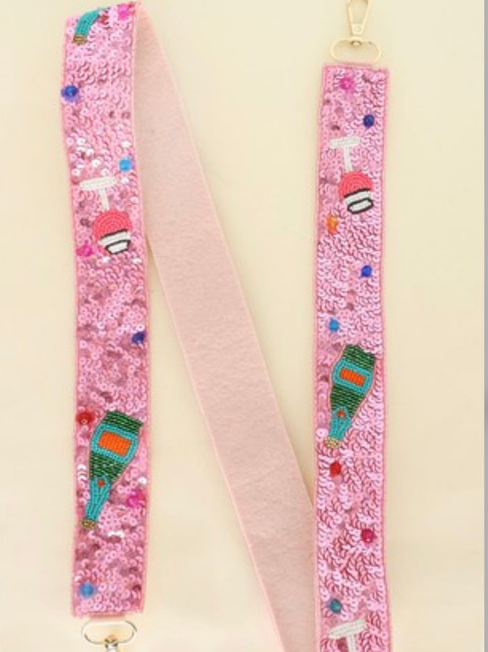 Champagne Sequin Beaded Shoulder Strap