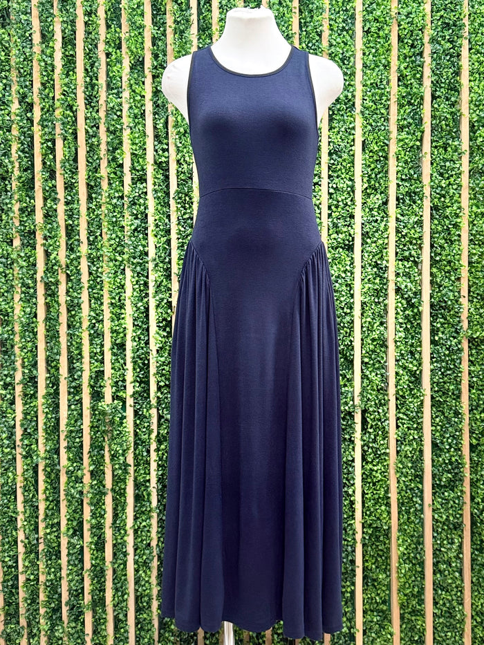 Navy Rib Knit Maxi Dress