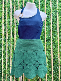 Green Crochet Short Skirt