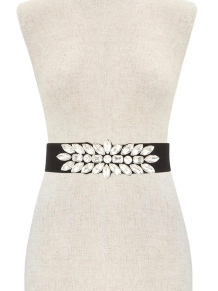 Large Crystal Accent Elastic Belt