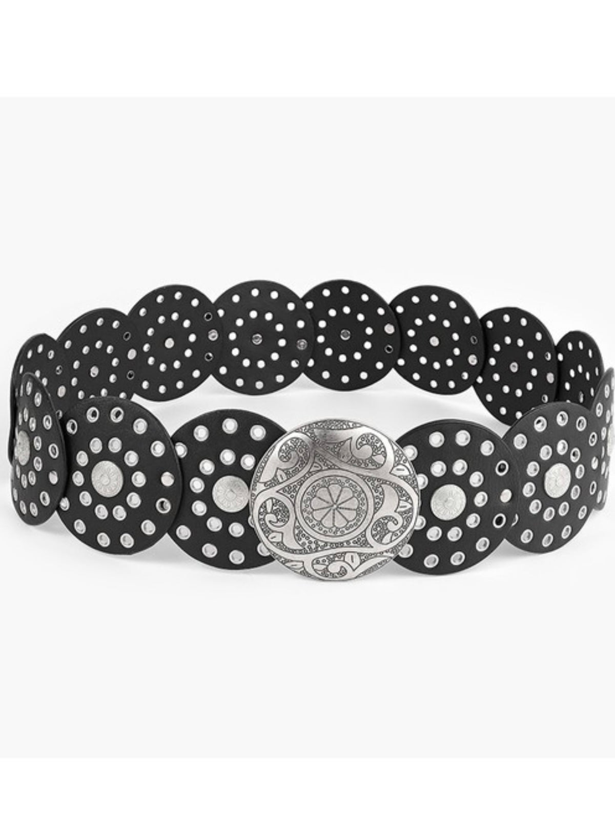 Black Large Studs Buckle Western Belt