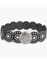 Black Large Studs Buckle Western Belt