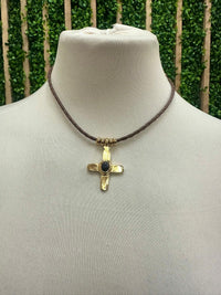 Emolo Short Braided Cross Necklace