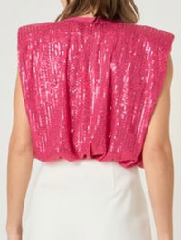 Sequin Shoulder Pad Top