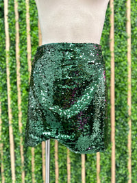 Asymmetrical Hem Sequin Mini Skirt