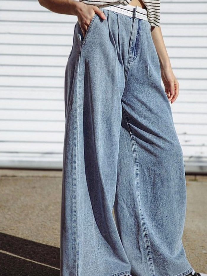 Folded Waistband Highwaist Denim