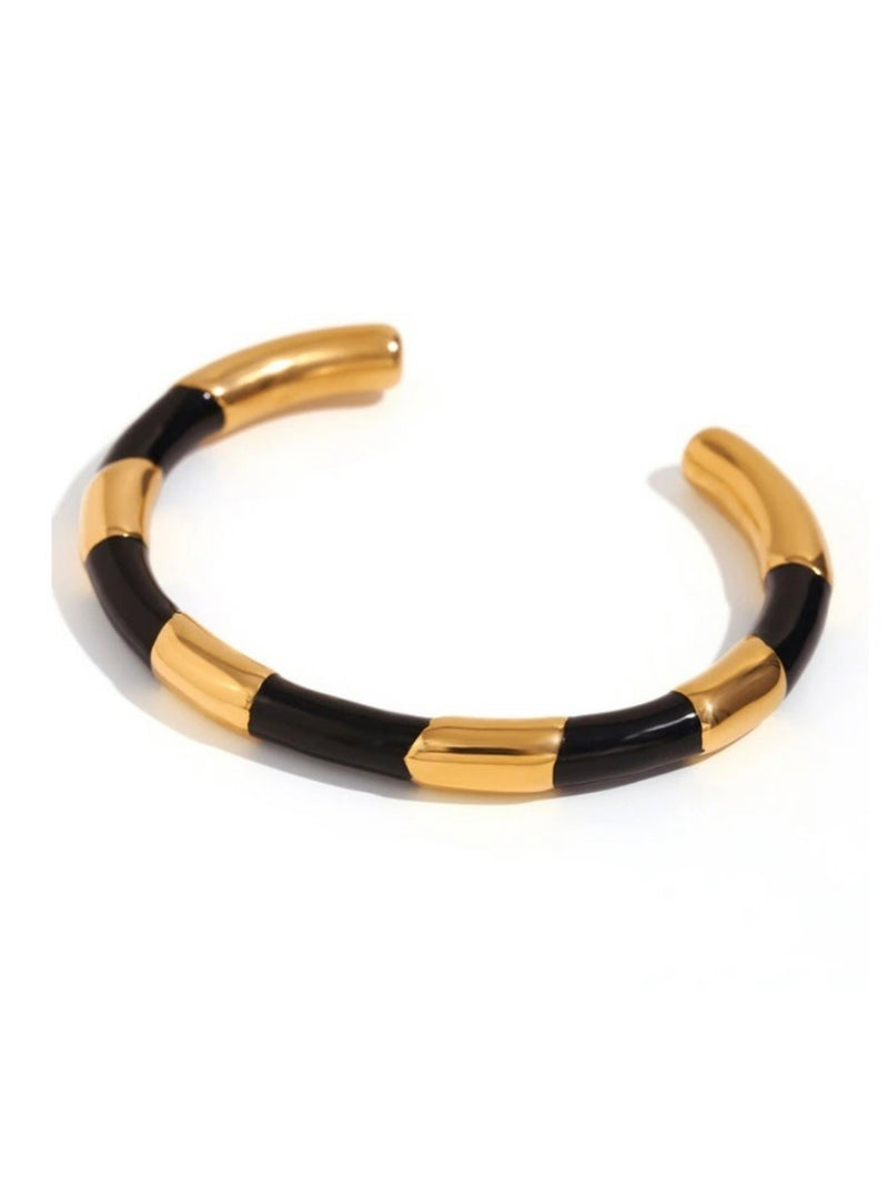 Enamel Striped Open Bracelet