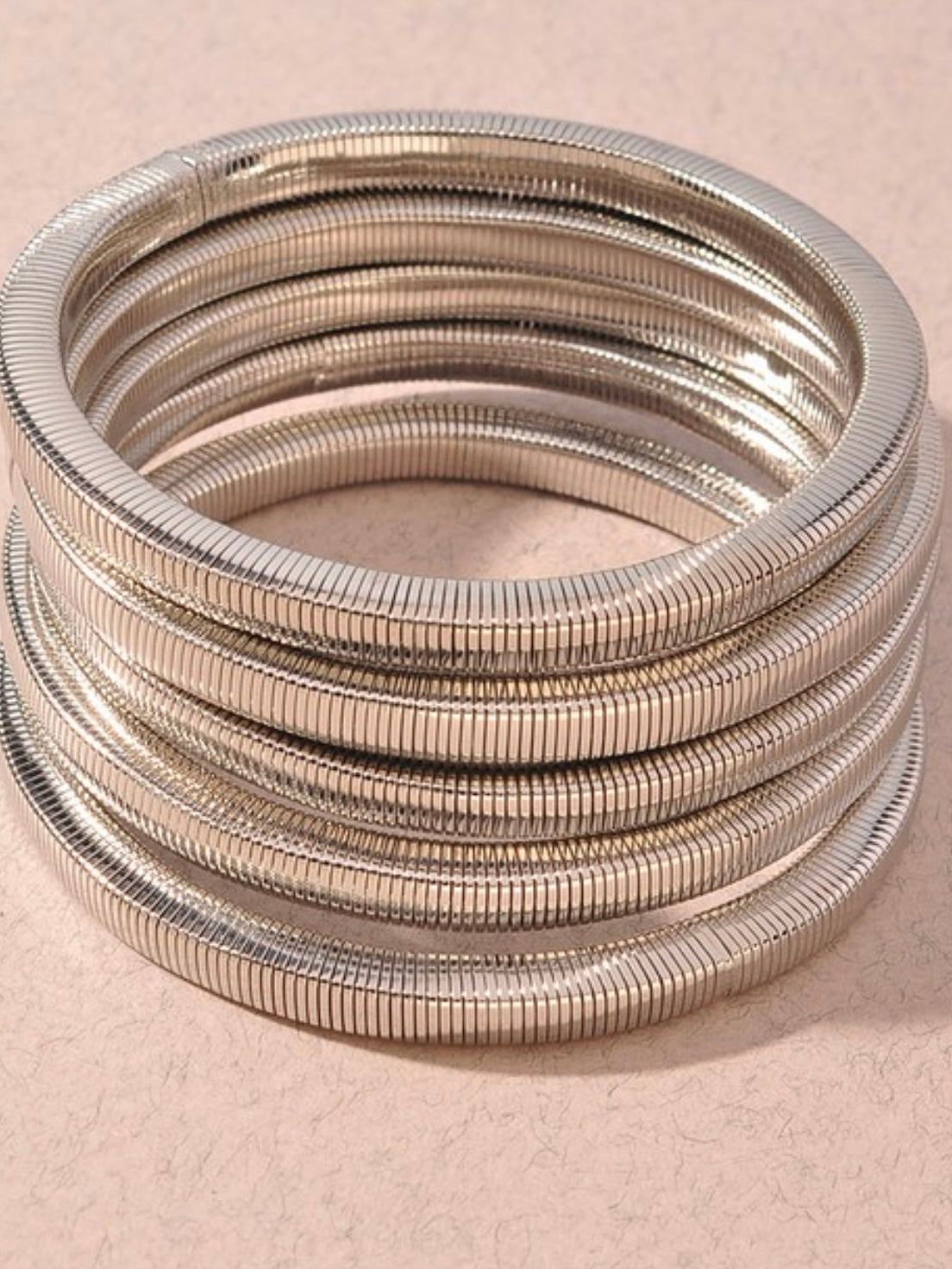 Silver Metal Bracelet Set