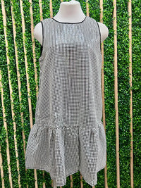 Black White Sequin Plaid Short Dress