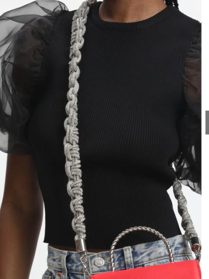 Rhinestone Links Braid Shoulder Strap