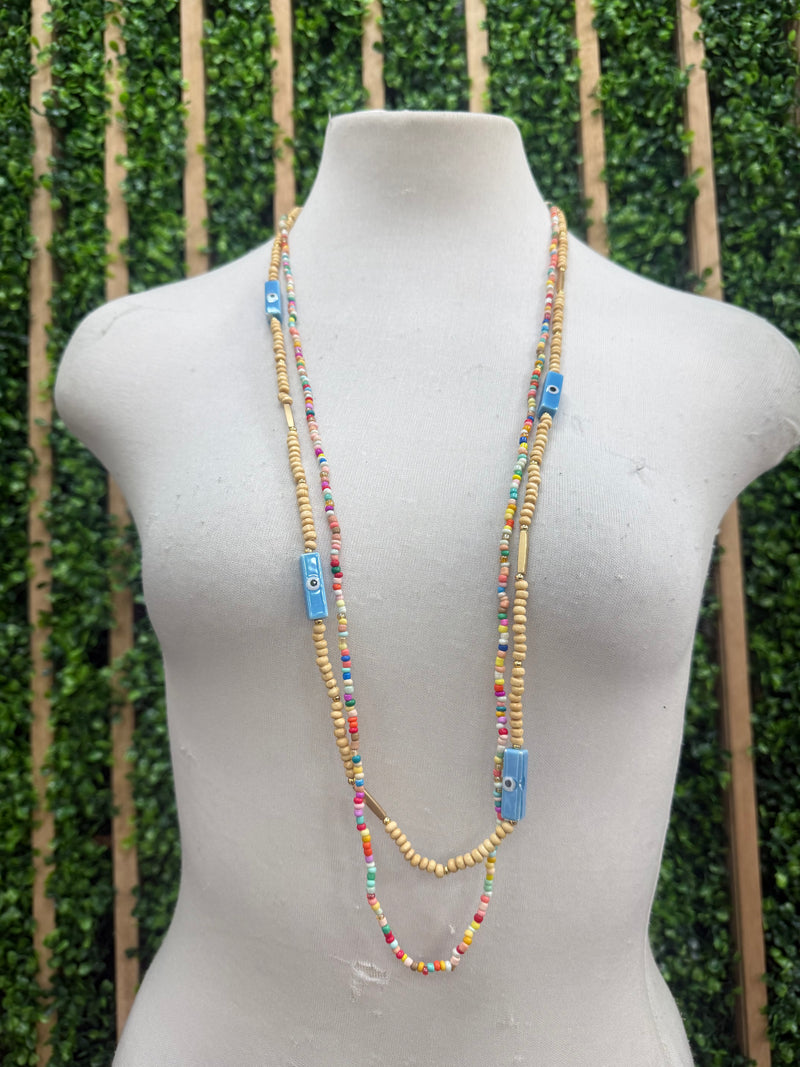 Greek Ceramic Eye Multi Bead Necklace