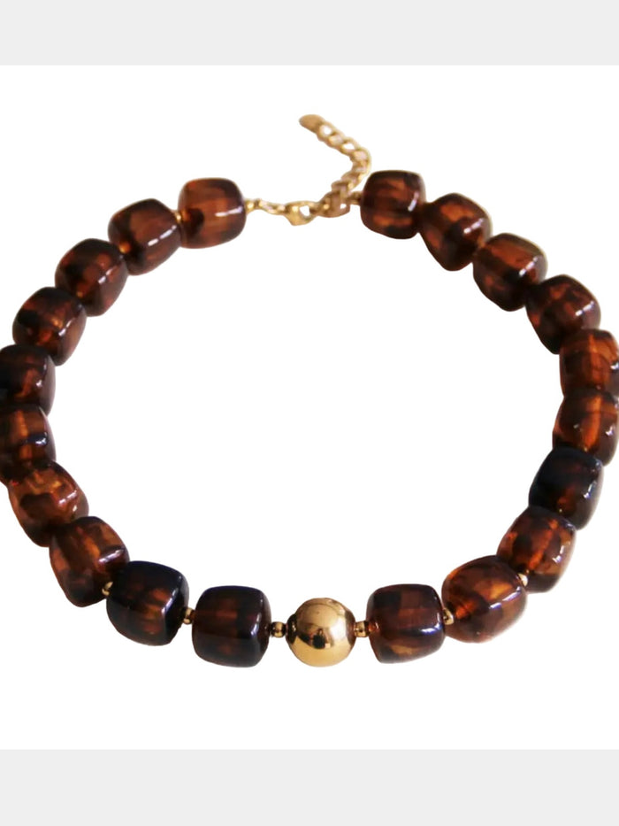 SJ Pebbles Brown BEads Necklace