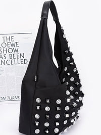 Multi Stone Studded Nylon Padded Crossbody Bag