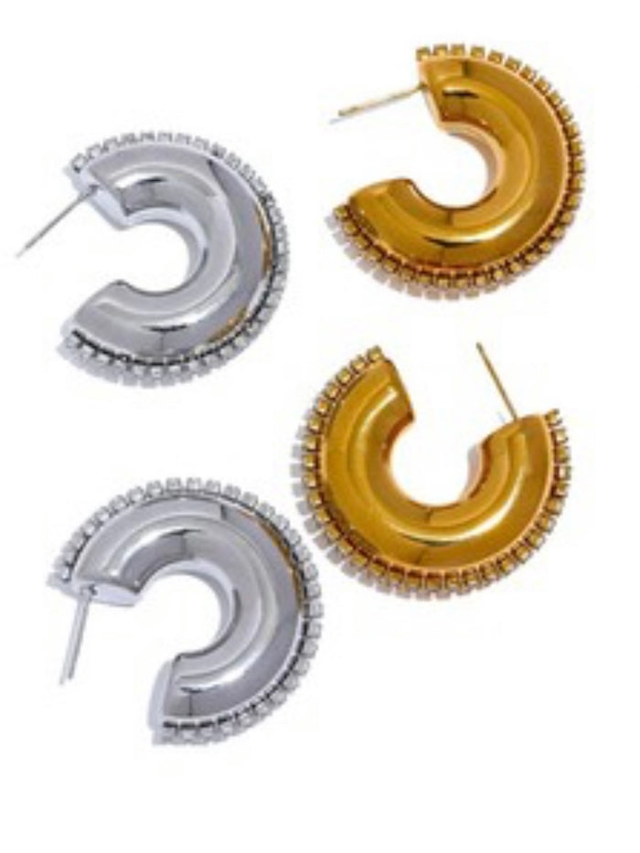 Crystal Studded Statement Hoops