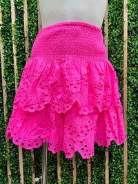 Exquisite Eyelet Boho Tiered Short Skirt