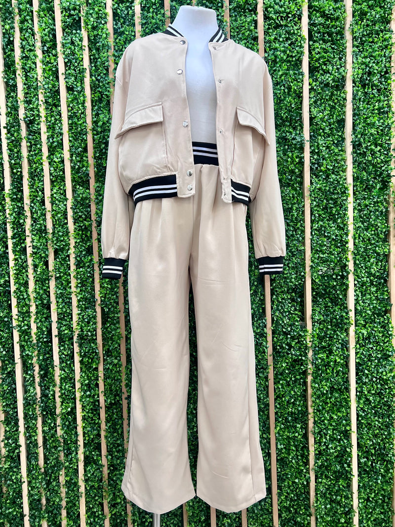 Track Trim Bomber Jacket Pant Set