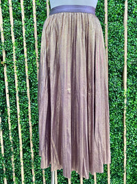 Shiny Pleated Midi Skirt