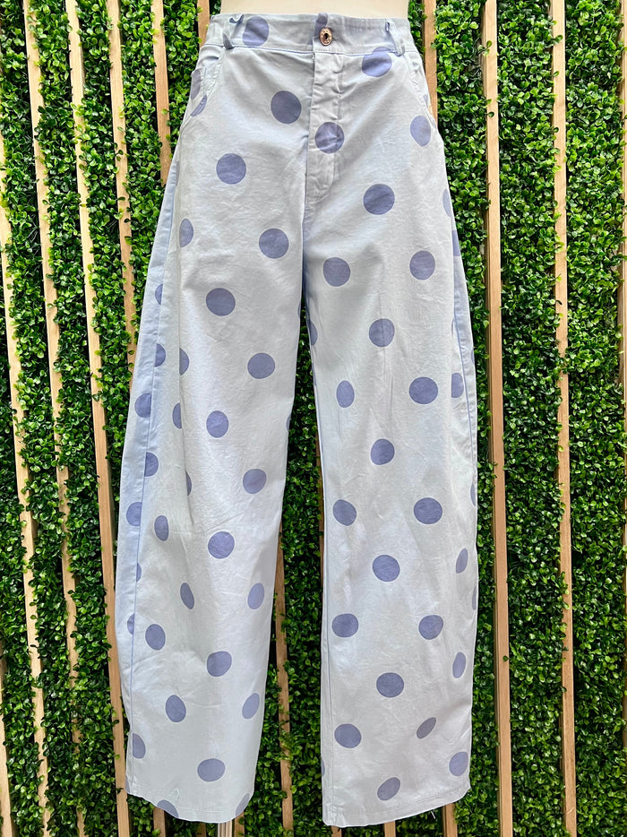 Blue Polka Dit Barrel Jeans