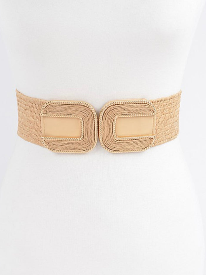 Double C Buckle Raffia Belt
