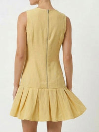 Sleeveless Linen Mini Dress with Pleated Hem