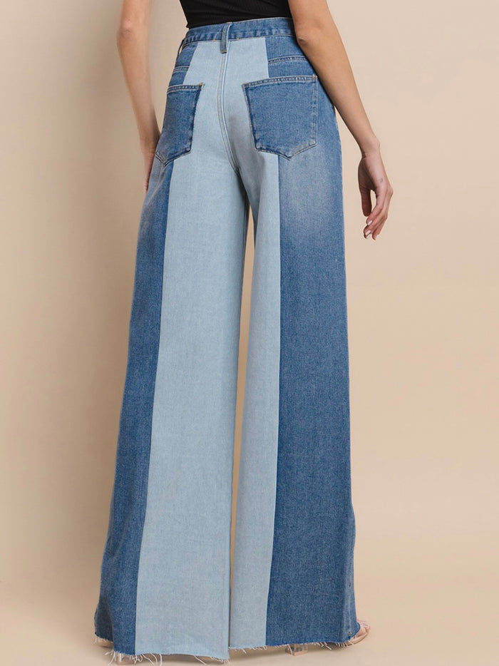 Denim Block Wide Leg Jean