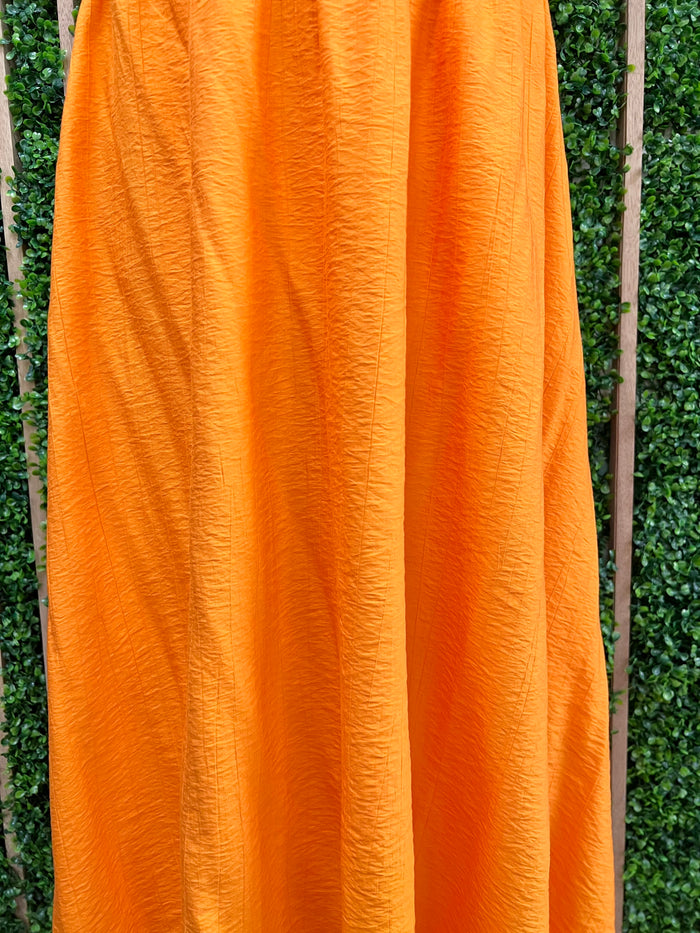 Orange Waffle Midi Skirt