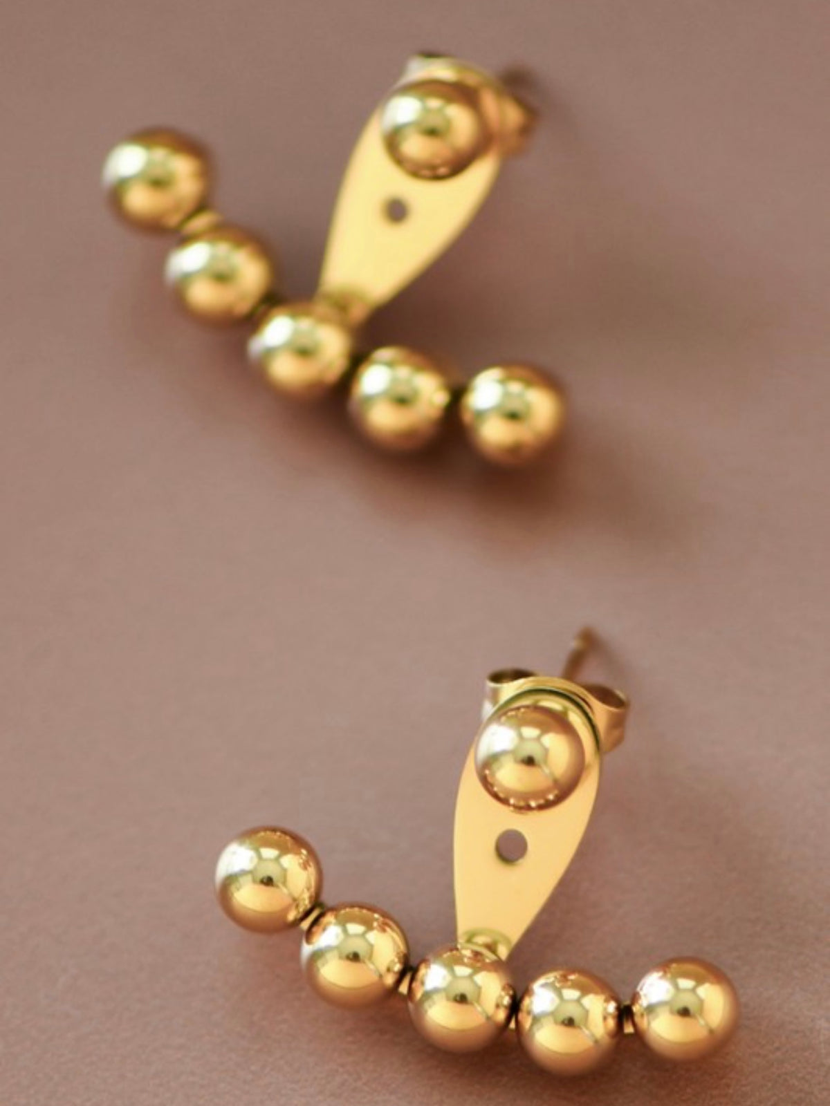 Gold Beads Ear Jacket Earrings