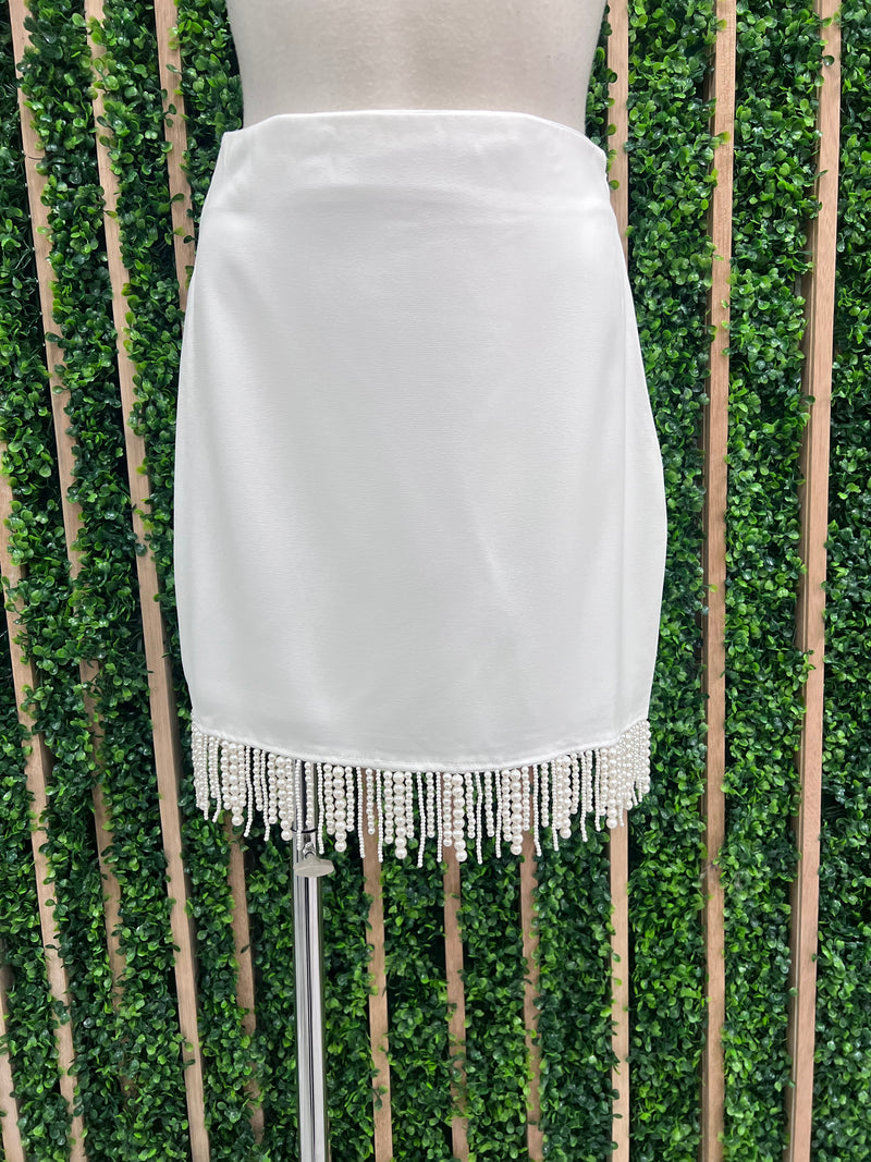 Pearl Trim CreamSkirt