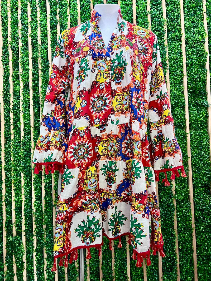 Italy Print Mix Short Dress