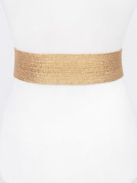 Large Rectangle Metallic Stretch Straw Belt