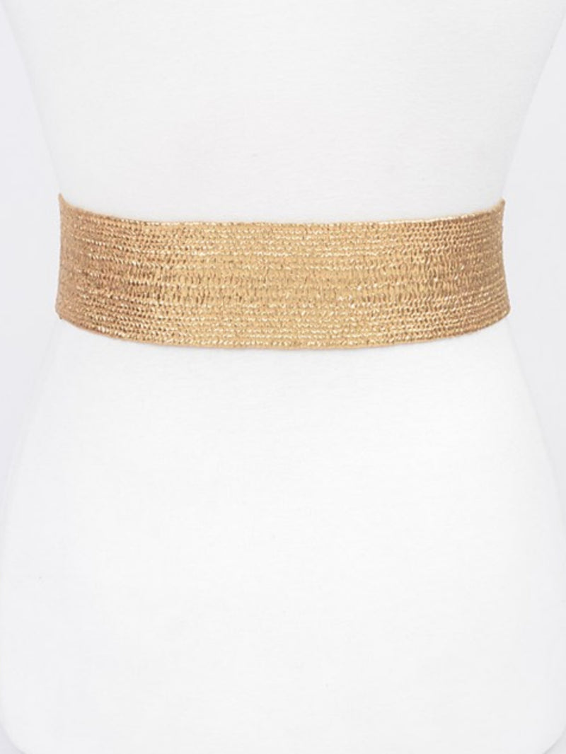 Large Rectangle Metallic Stretch Straw Belt